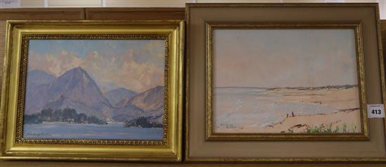 Edward Holroyd Pearce (1901-1990), Lugano, Switzerland and another, Domoch, 24.5 x 34.5cm (largest)
